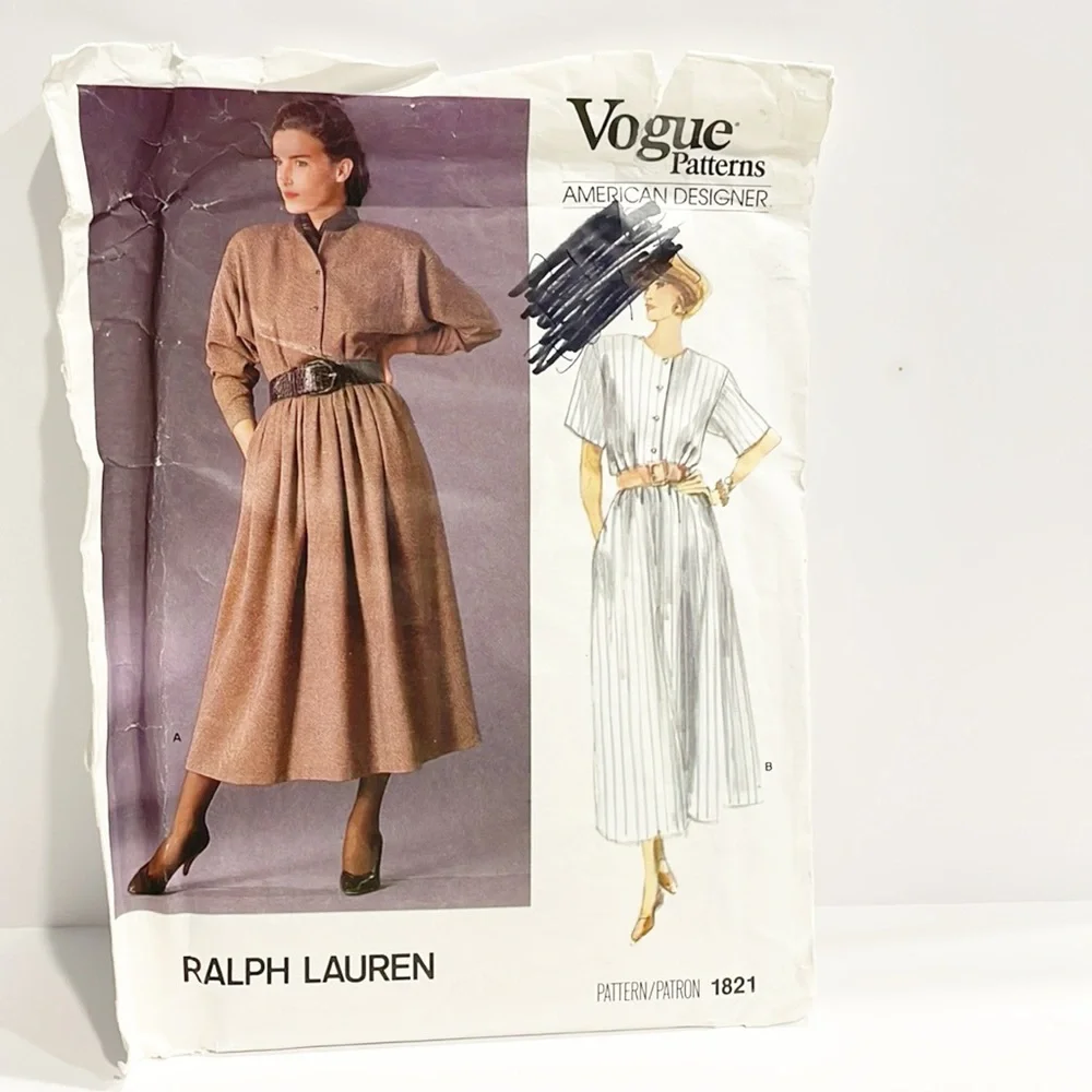 UNCUT VTG Vogue‎ 1821 American Designer sewing pattern Ralph Lauren dress 6-10